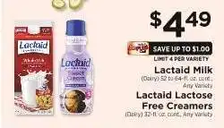 ShopRite Lactaid Milk / Lactaid Lactose Free Creamers offer