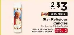 ShopRite Star Religious Candles offer