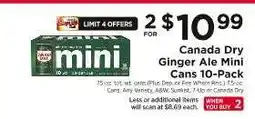 ShopRite Canada Dry Ginger Ale Mini Cans 10-Pack offer