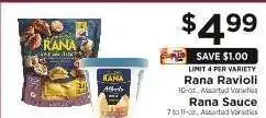 ShopRite Rana Ravioli / Rana Sauce offer