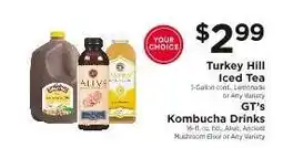 ShopRite Turkey Hill Iced Tea / GT'S Kombucha Drinks offer
