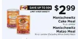 ShopRite Manischewitz Cake Meal / Matzo Meal offer