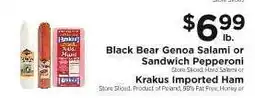 ShopRite Black Bear Genoa Salami or Sandwich Pepperoni offer