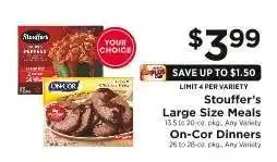 ShopRite Stouffer's Large Size Meals / On-Cor Dinners offer