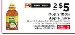 ShopRite Mott's 100% Apple Juice offer