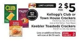 ShopRite Kellogg's Club or Town House Crackers, Keebler Toasteds Crackers offer