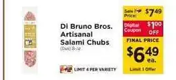 ShopRite Di Bruno Bros. Artisanal Salami Chubs offer