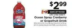 ShopRite Ocean Spray Cranberry or Grapefruit Drink offer