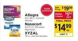 ShopRite Allegra, Nasacort, XYZAL offer