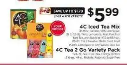 ShopRite 4C Iced Tea Mix / 4C Tea 2 Go Variety Pack offer