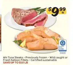 Winn Dixie Ahi Tuna Steaks or Fresh Salmon Fillets offer