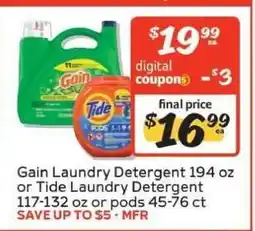 Winn Dixie Gain or Tide Laundry Detergent offer