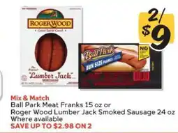 Winn Dixie Ball Park Meat Franks or Roger Wood Lumber Jack Smoked Sausage offer