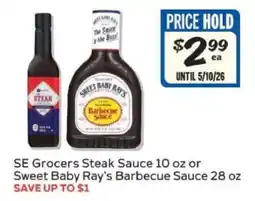 Winn Dixie SE Grocers Steak Sauce or Sweet Baby Ray's Barbecue Sauce offer