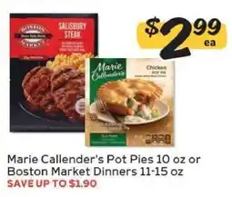 Winn Dixie Marie Callender's Pot Pies or Boston Market Dinners offer