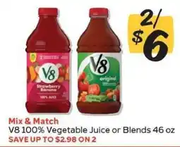 Winn Dixie V8 100% Vegetable Juice or Blends 46 oz offer