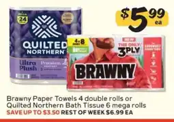 Winn Dixie Brawny paper towels or Quilted Northern bath tissue offer