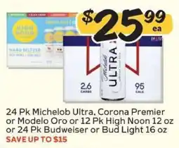 Winn Dixie Michelob Ultra, Corona Premier, Modelo Oro, High Noon, Budweiser, Bud Light offer