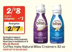 Winn Dixie Coffee mate Natural Bliss Creamers 32 oz offer