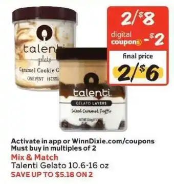 Winn Dixie Talenti Gelato offer