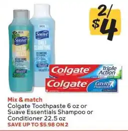 Winn Dixie Colgate Toothpaste or Suave Essentials Shampoo/Conditioner offer