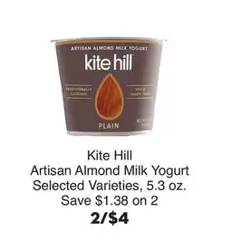 Bristol Farms Kite Hill Artisan Almond Milk Yogurt offer