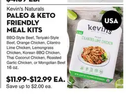 Bristol Farms Kevin's Naturals PALEO & KETO FRIENDLY MEAL KITS offer