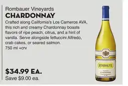 Bristol Farms Rombauer Vineyards CHARDONNAY offer