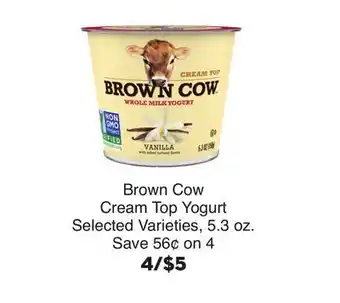 Bristol Farms Brown Cow Cream Top Yogurt offer