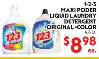 La Chiquita Food Market 1-2-3 MAXI PODER LIQUID LAUNDRY DETERGENT offer