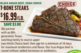 Central Market Black Angus Beef, USDA Choice T-Bone Steaks offer