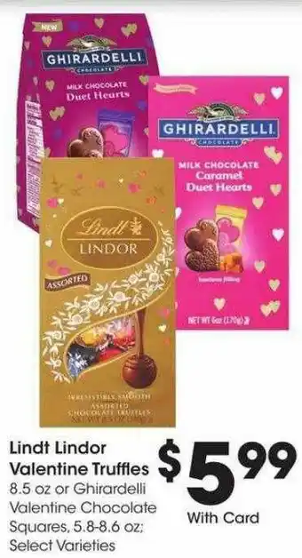JayC Lindt Lindor Valentine Truffles Or Ghirardelli Valentine Chocolate Squares offer