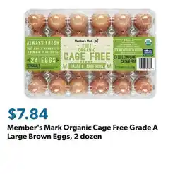 Sam's Club Member's Mark Organic Cage Free Grade A Large Brown Eggs, 2 dozen offer