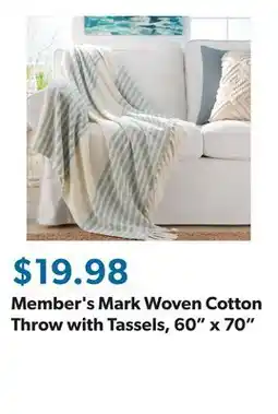 Sam's Club Member's Mark Woven Cotton Throw with Tassels, 60 x 70 offer
