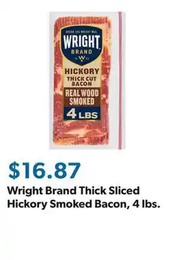 Sam's Club Wright Brand Thick Sliced Hickory Smoked Bacon, 4 lbs offer