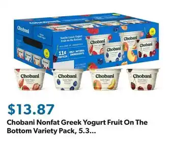 Sam's Club Chobani Nonfat Greek Yogurt Fruit On The Bottom Variety Pack, 5.3 oz., 16 ct offer