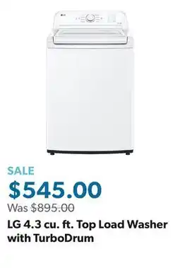 Sam's Club LG 4.3 cu. ft. Top Load Washer with TurboDrum offer