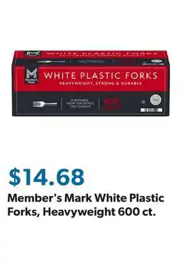 Sam's Club Member's Mark White Plastic Forks, Heavyweight 600 ct offer