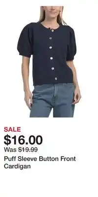 TJ Maxx Puff Sleeve Button Front Cardigan offer