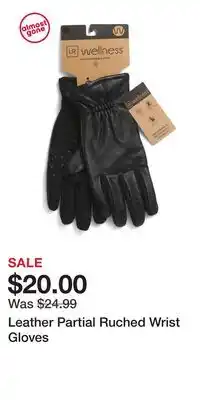 TJ Maxx Leather Partial Ruched Wrist Gloves offer