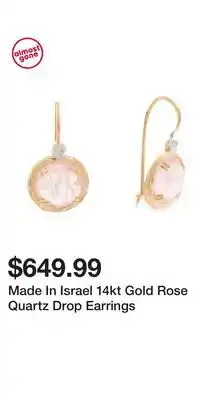 TJ Maxx Made In Israel 14kt Gold Rose Quartz Drop Earrings offer
