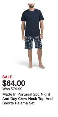 TJ Maxx Made In Portugal 2pc Night And Day Crew Neck Top And Shorts Pajama Set offer