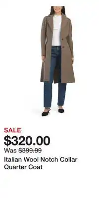 TJ Maxx Italian Wool Notch Collar Quarter Coat offer