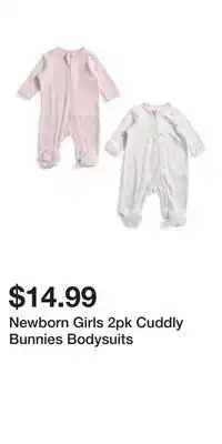 TJ Maxx Newborn Girls 2pk Cuddly Bunnies Bodysuits offer