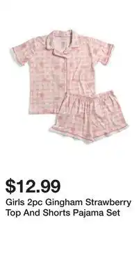 TJ Maxx Girls 2pc Gingham Strawberry Top And Shorts Pajama Set offer