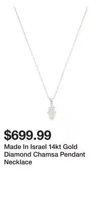 TJ Maxx Made In Israel 14kt Gold Diamond Chamsa Pendant Necklace offer