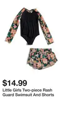 TJ Maxx Little Girls Two-piece Rash Guard Swimsuit And Shorts offer
