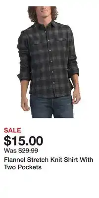 TJ Maxx Flannel Stretch Knit Shirt With Two Pockets offer