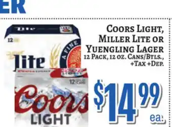 Trade Fair Supermarket Coors Light, Miller Lite Or Yuengling Lager offer