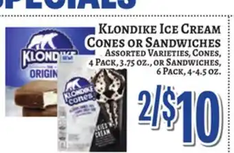 Trade Fair Supermarket KLONDIKE ICE CREAM CONES OR SANDWICHES offer